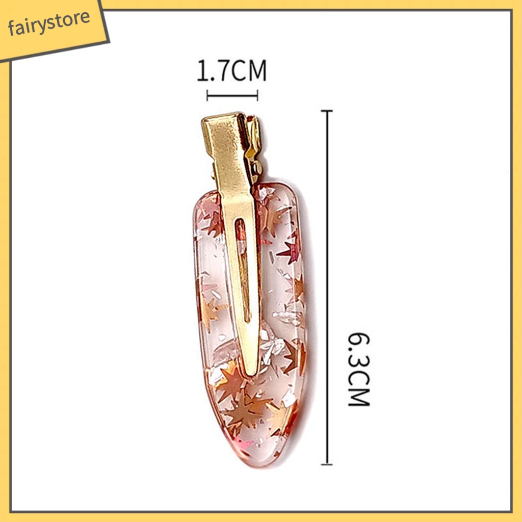 1 Cặp Kẹp Tóc Hình Chiếc Lá Bằng Kim Loại Gọn Nhẹ Không Lông Xù