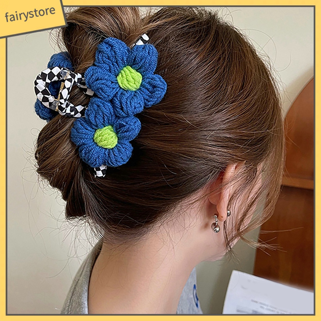 Kẹp Tóc Càng Cua Bằng Cotton Chống Trượt Màu Sắc Tương Phản Tinh Tế