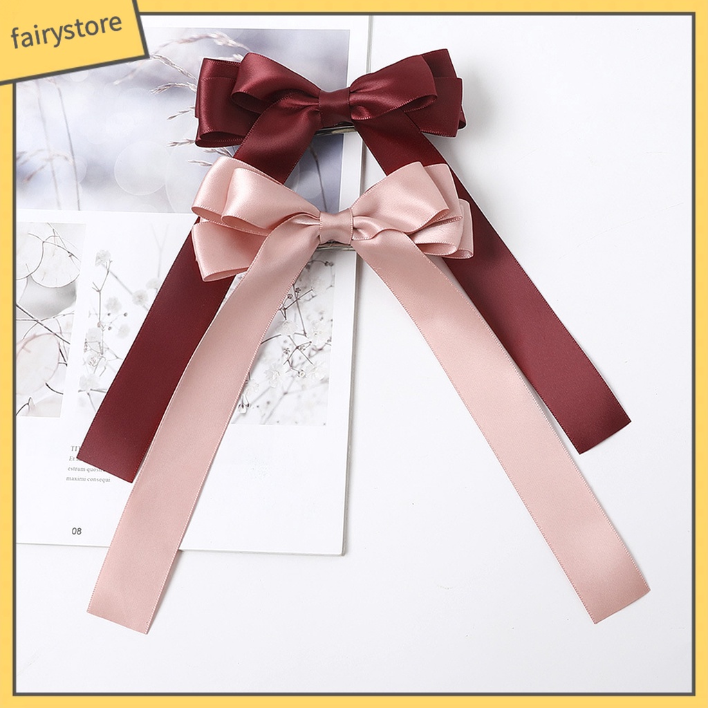 Kẹp Tóc Hình Nơ Màu Trơn Phong Cách Dành Cho Nữ