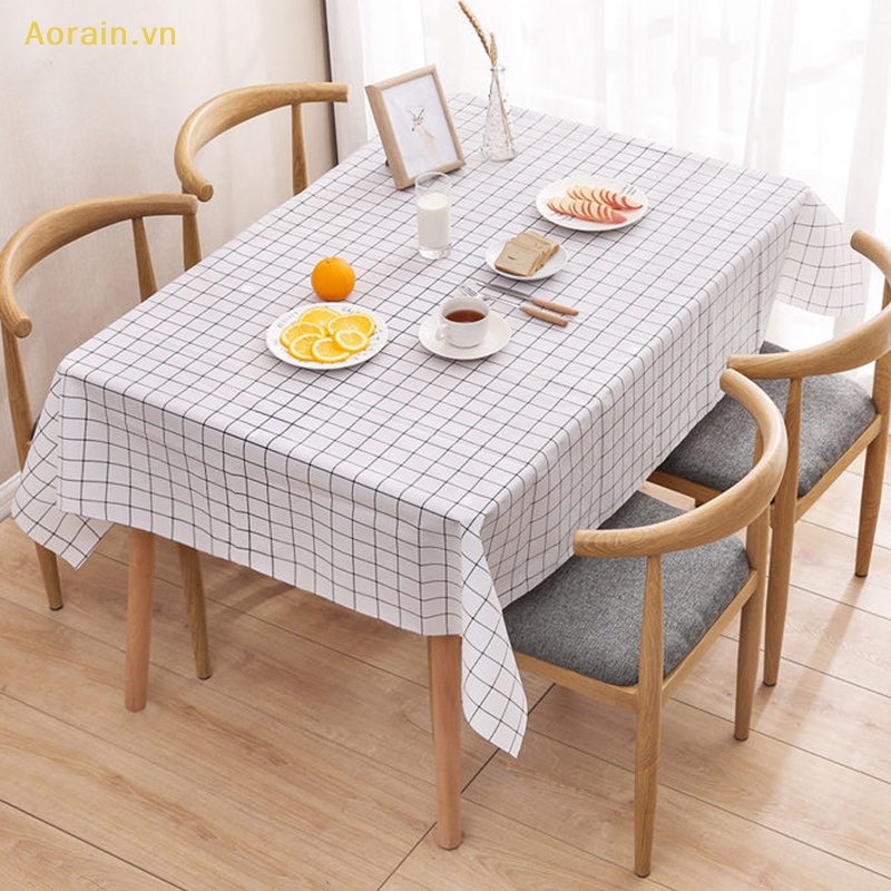 {Aorain} Khăn Trải Bàn Bằng PEVA Chống Thấm Nước Chống Dầu In Họa Tiết Lưới Chống Bẩn Cho Nhà Bếp