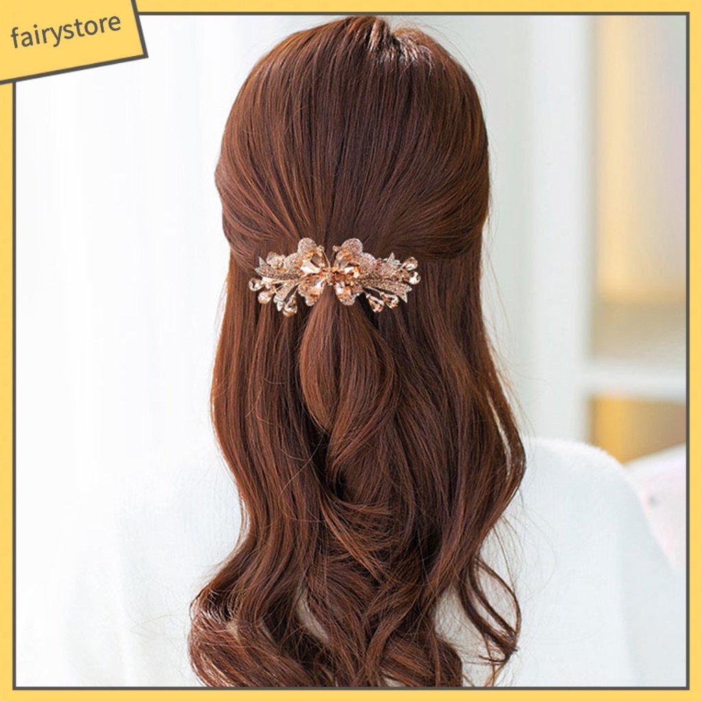 Kẹp Tóc Hình Hoa Đính Đá Pha Lê Giả Lấp Lánh Thanh Lịch