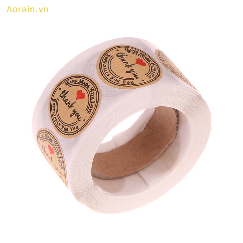 Cuộn 500 Hình Tròn mini In Chữ thank you ers Màu Đỏ Dùng Làm Quà Tặng Đám Cưới