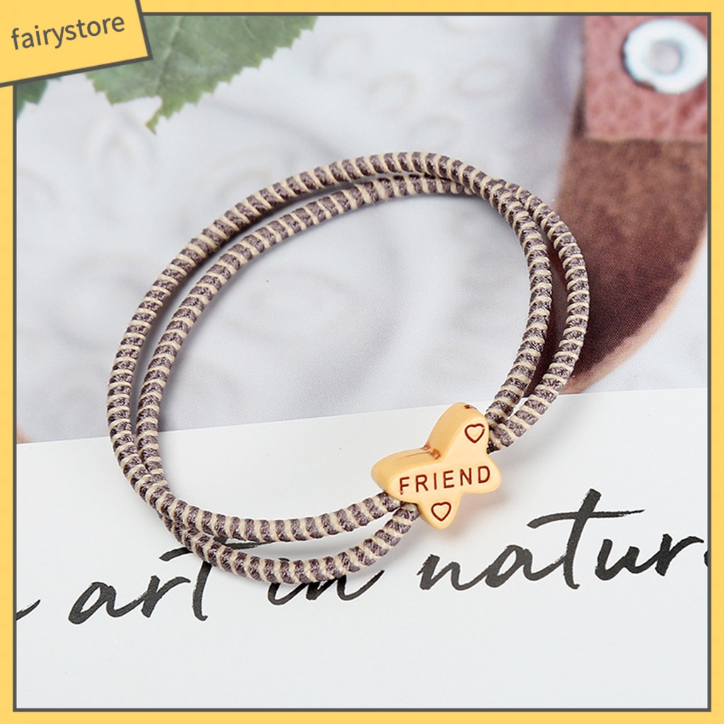 Dây Cột Tóc Hai Sợi Co Giãn Chống Trượt Thiết Kế Đơn Giản Dễ Thương Cho Nữ