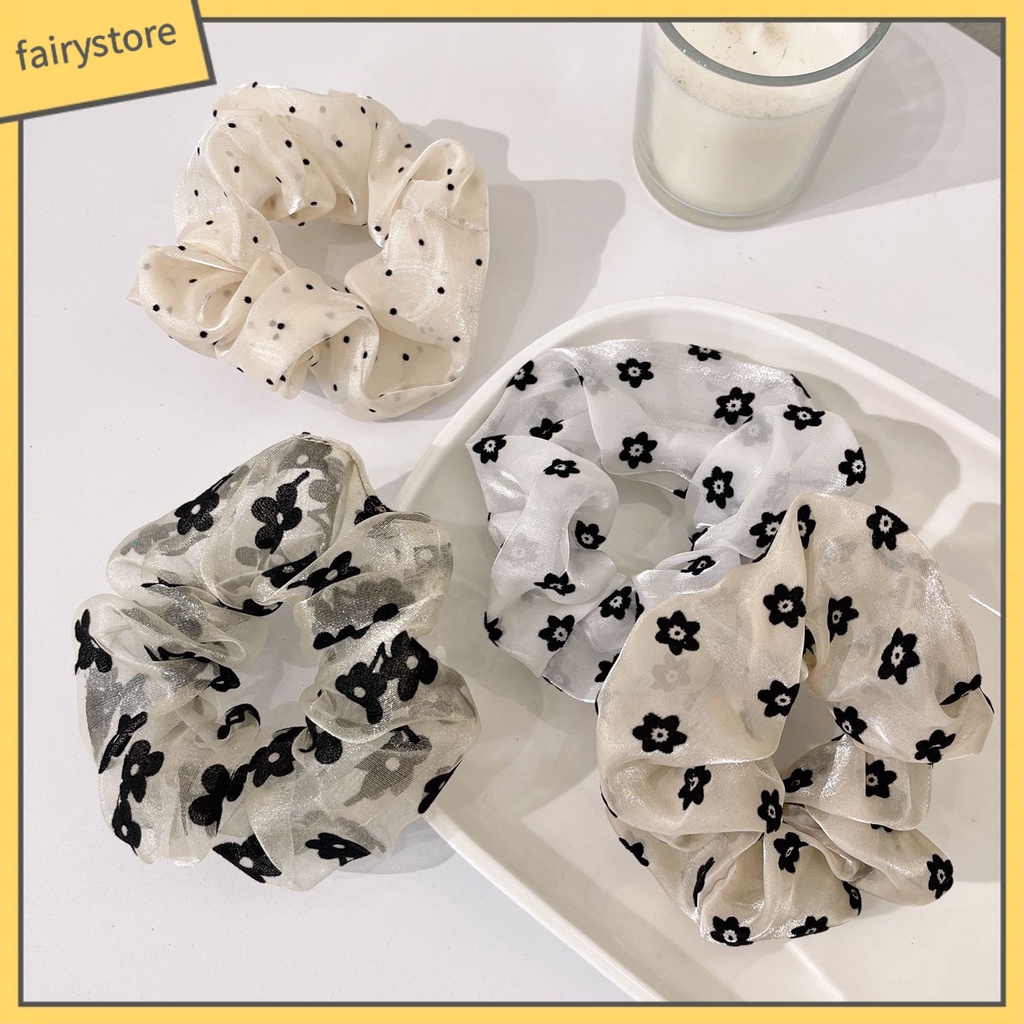 Dây Cột Tóc Co Giãn Chống Trượt Đính Hoa Xinh Xắn Cho Nữ