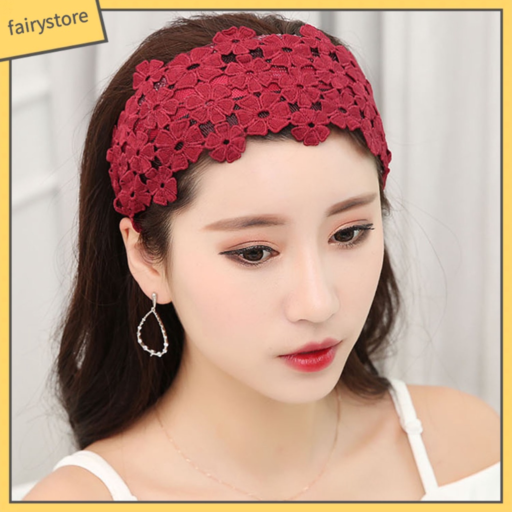 Băng Đô Cài Tóc Họa Tiết Ren Hoa Bắt Mắt Lâu Trôi Chống Biến Dạng