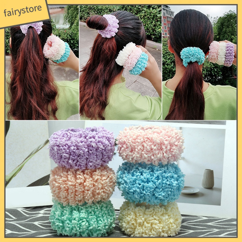 Dây Cột Tóc Màu Trơn Dày Dặn Mềm Mại Co Giãn Tốt Tiện Dụng Cho Nữ