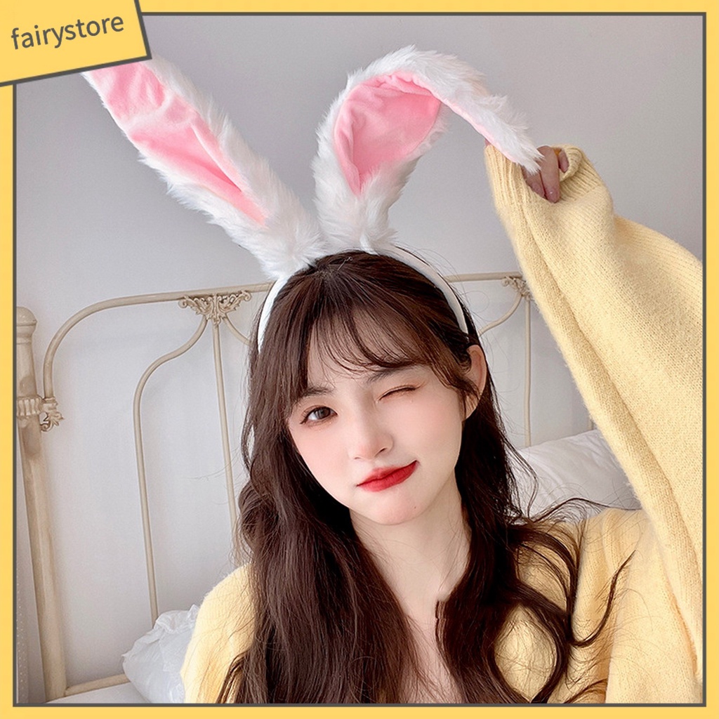 Băng Đô Cài Tóc Co Giãn Gọn Nhẹ Màu Sắc Tương Phản Phối Tai Thỏ Phong Cách Lolita Dành Cho Nữ