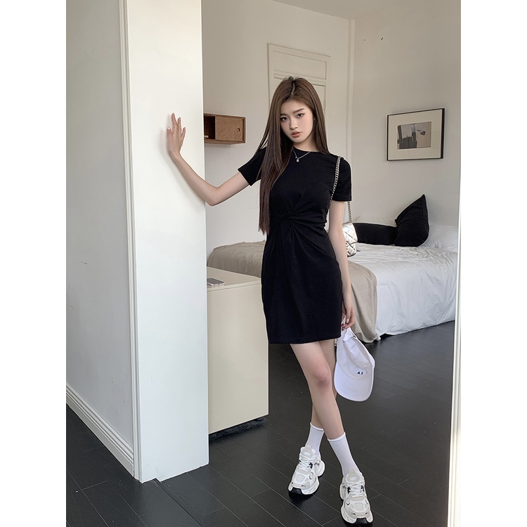 SUXI Đầm Tay Ngắn Màu Sắc Thời Trang Mùa Hè Vintage Dành Cho Nữ