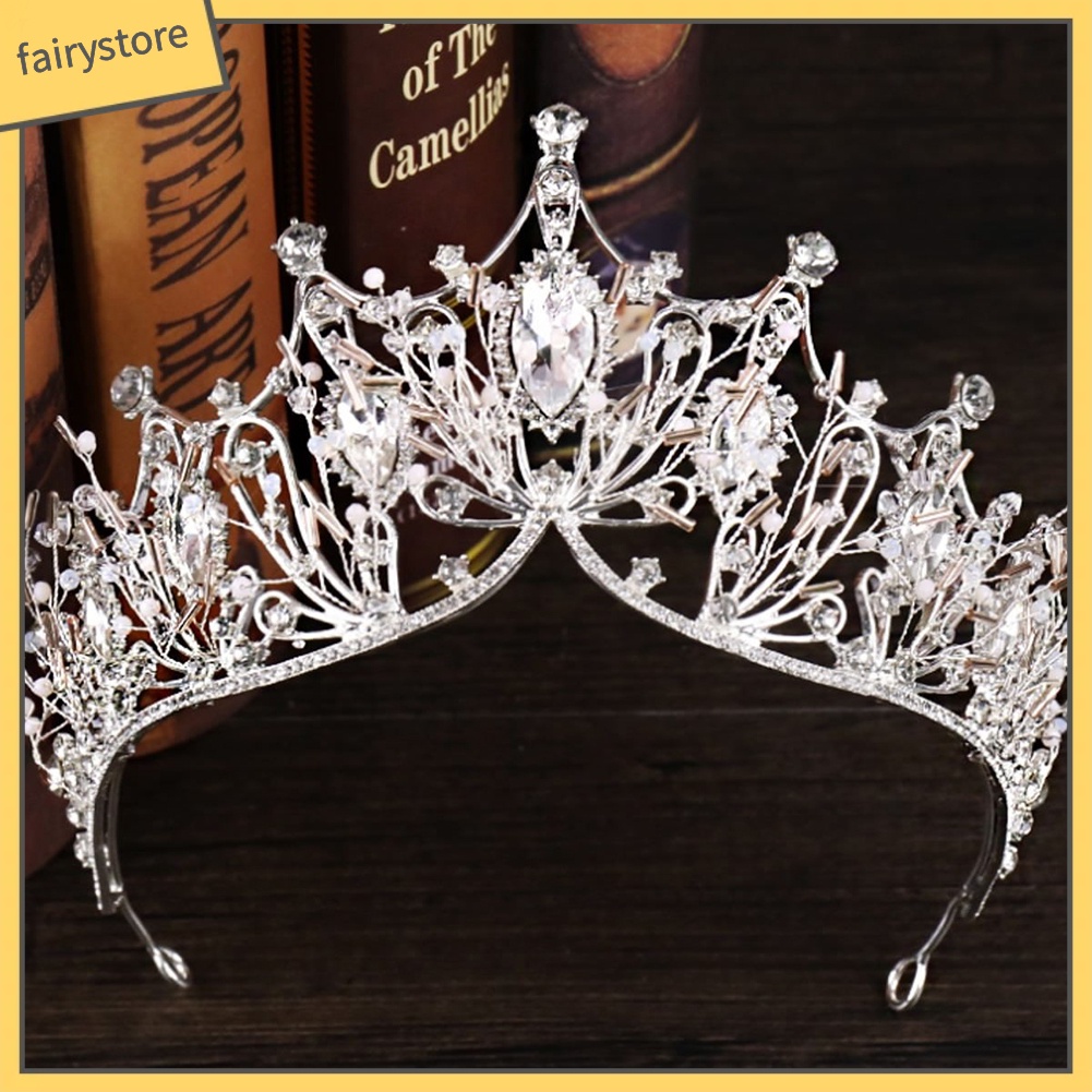 Cài Tóc Hình Vương Miện Đính Đá Lấp Lánh Cho Cô Dâu