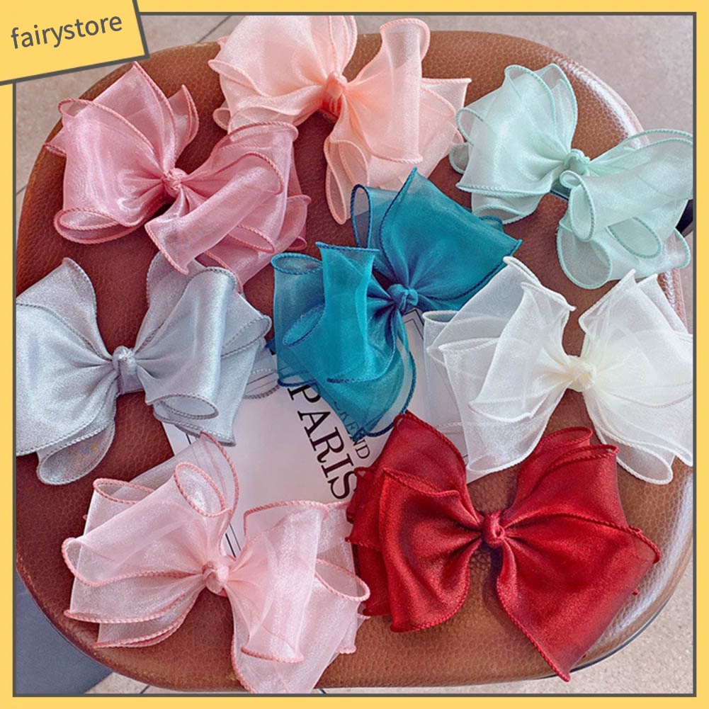 Kẹp Tóc Nơ Hình Trái Tim Lấp Lánh Cho Bé Gái