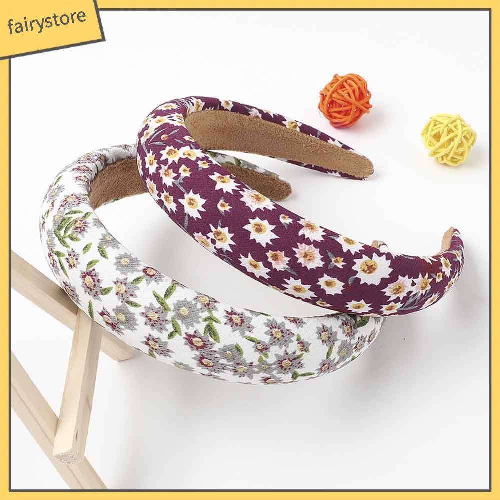 Băng Đô Cài Tóc Bằng Xốp In Họa Tiết Hoa Xinh Xắn Thời Trang Cho Nữ