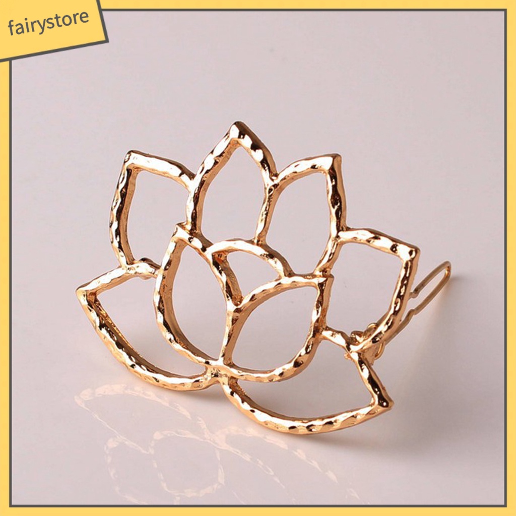 Kẹp Tóc Hợp Kim Chống Rơi Hình Hoa Sen Màu Vàng Thích Hợp Sử Dụng Hàng Ngày