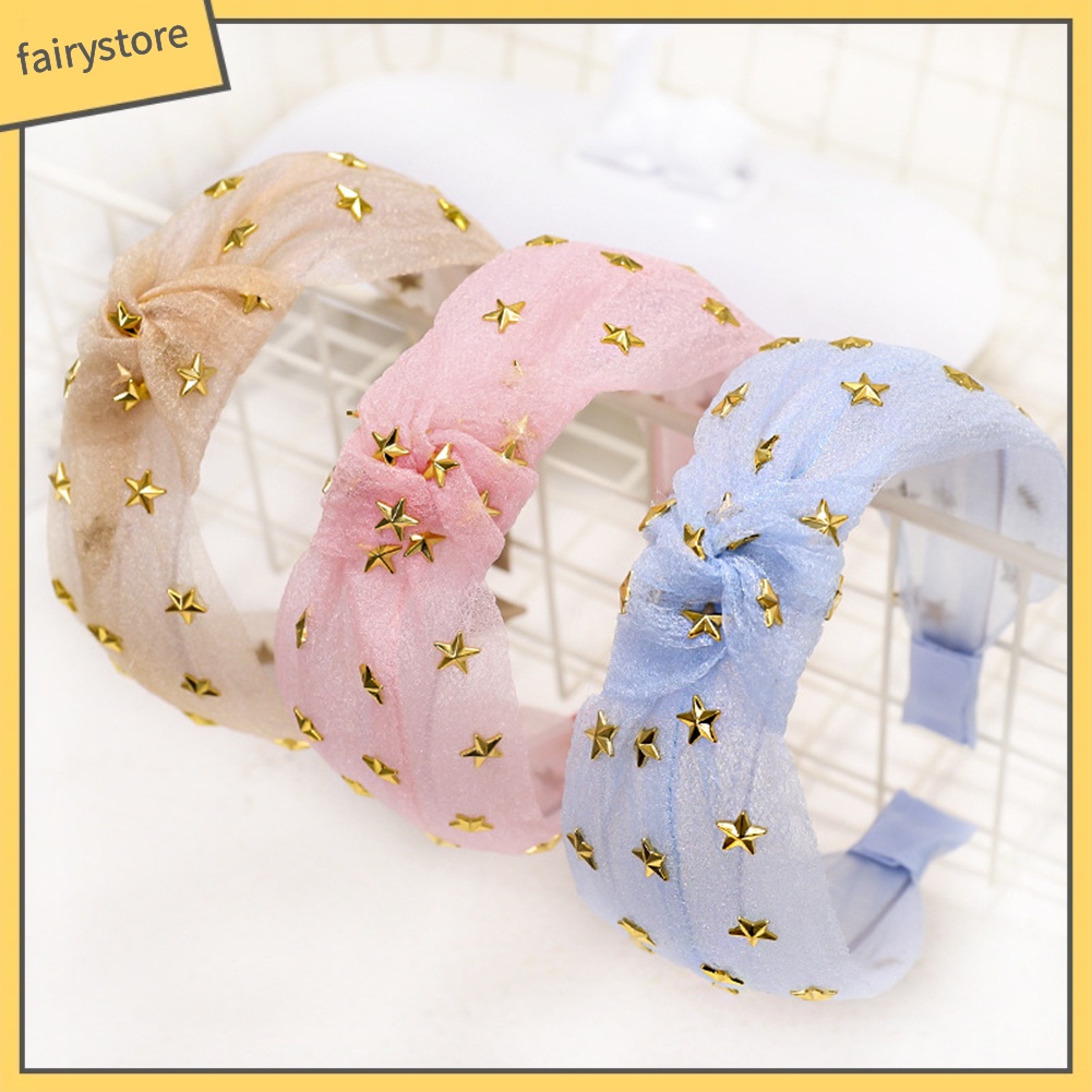 Băng Đô Vải Lưới Thắt Nút Hình Ngôi Sao Ngọt Ngào Cho Nữ
