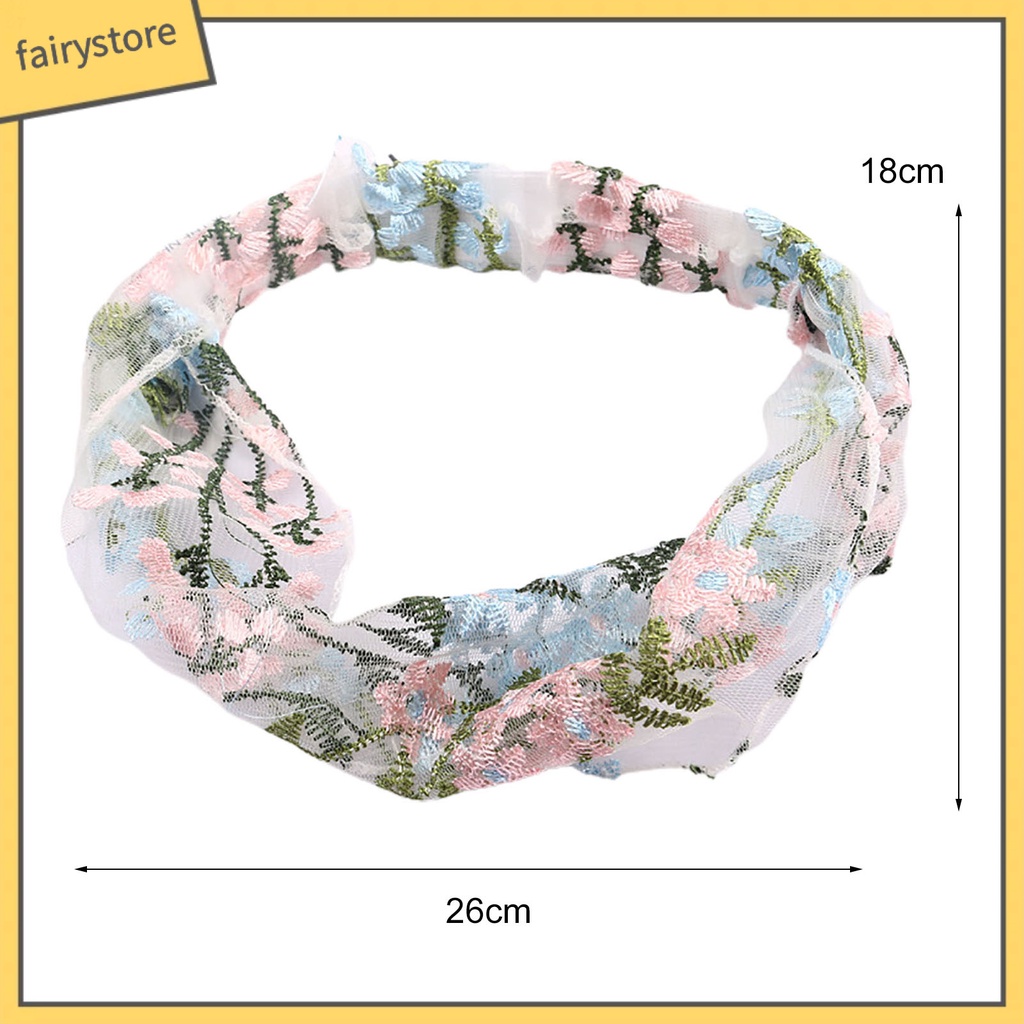 Băng Đô Vải Ren Bản Rộng Co Giãn Thêu Hoa Dễ Thương Có Thể Điều Chỉnh Cho Nữ