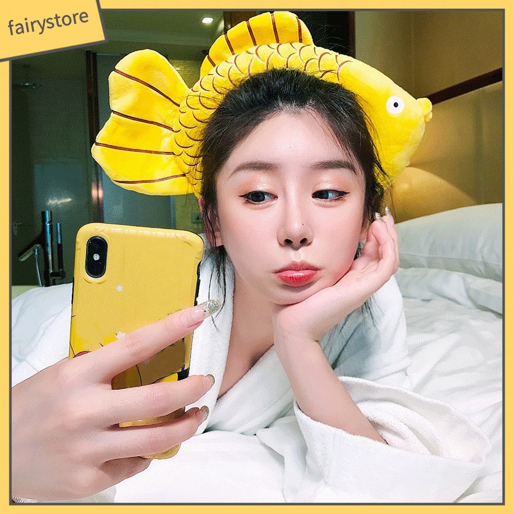 Băng Đô Rửa Mặt Trang Trí Cá Chép Nhồi Bông Dễ Thương Cho Nữ