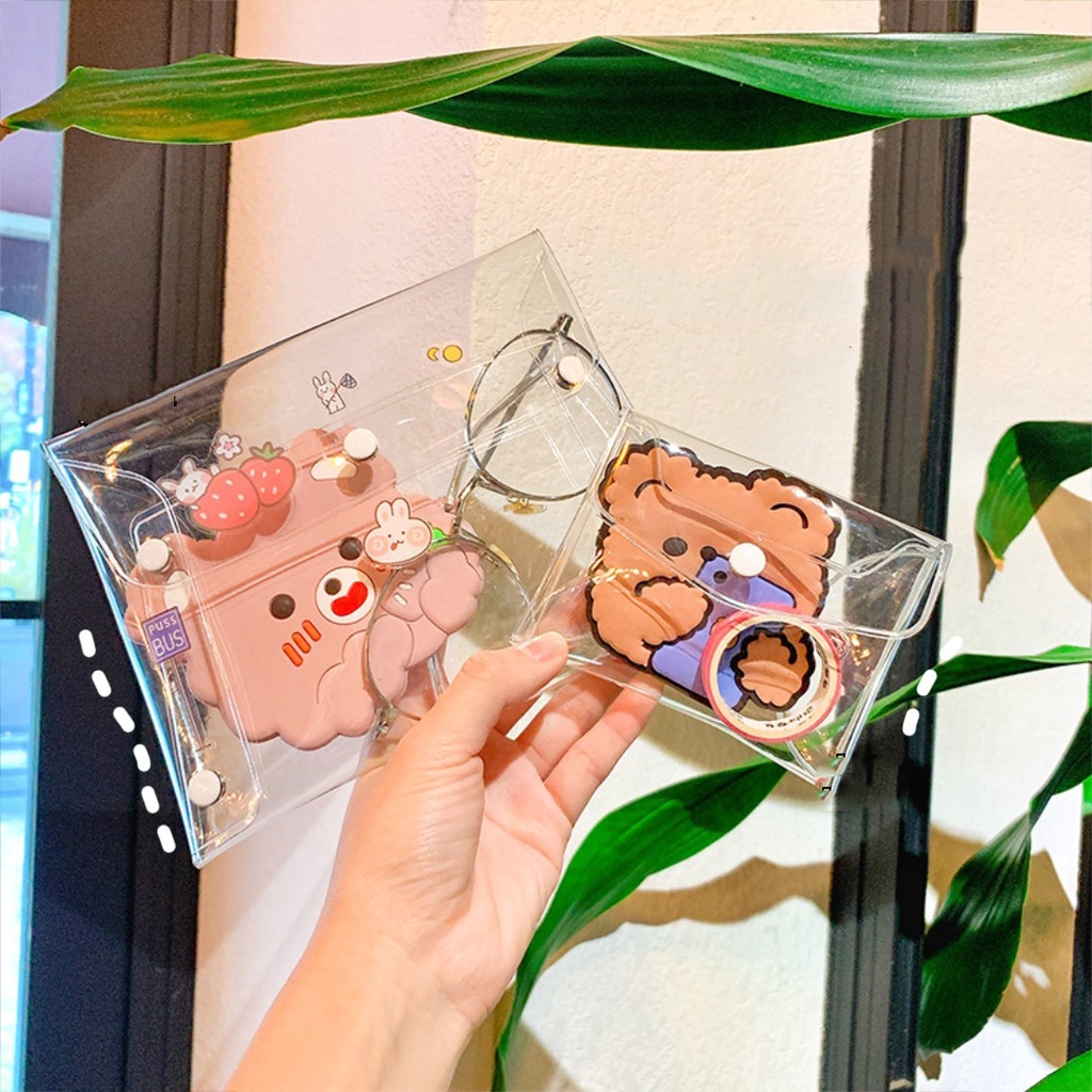 [Bán Chạy] Túi Đựng Đồ Trang Điểm / Đồ Trang Sức Sức Chứa Lớn Bằng PVC Đa Năng Có Nút Nhấn Tiện Lợi Du Lịch