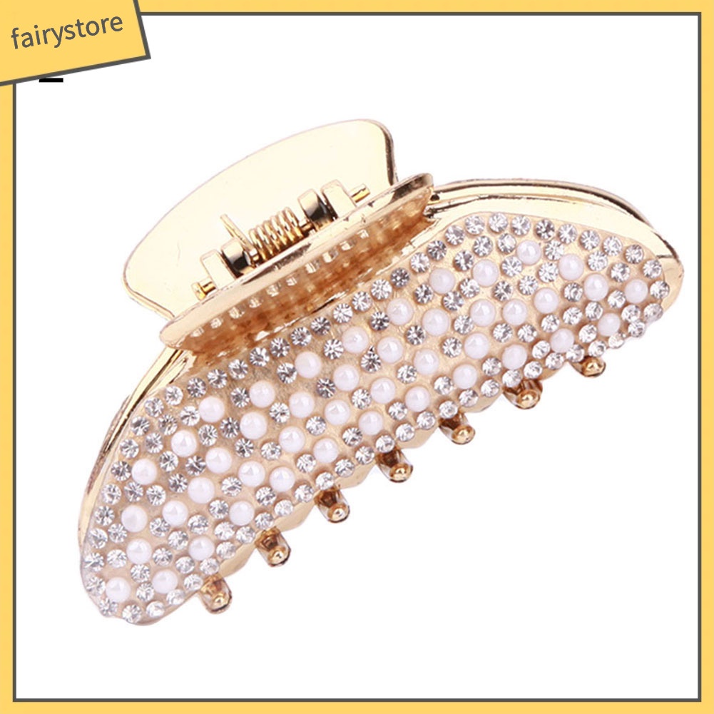 Kẹp Tóc Đính Đá Và Ngọc Trai Giả Thanh Lịch Dành Cho Nữ