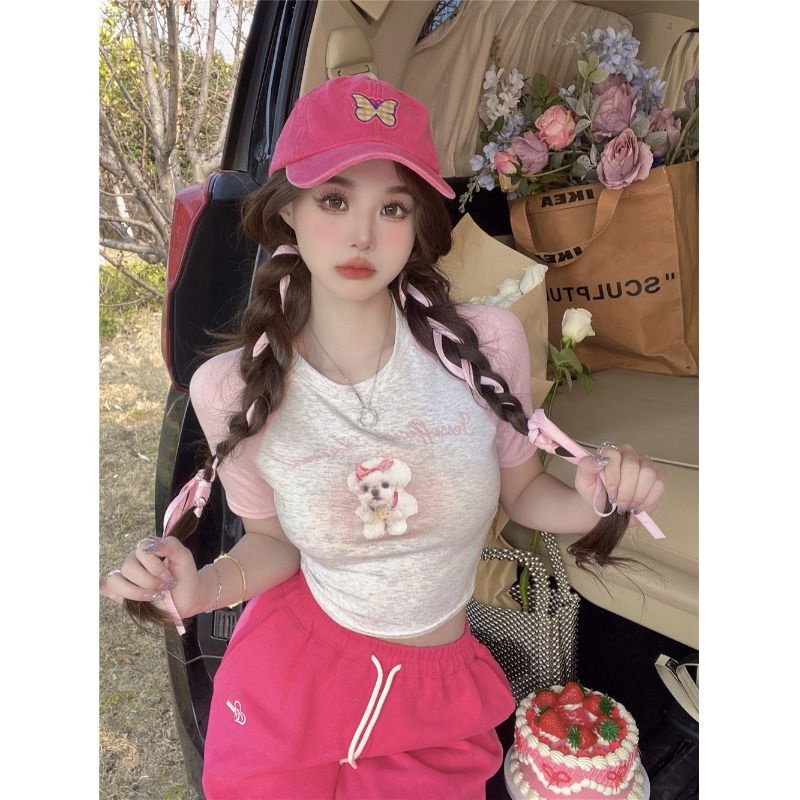 Áo Thun Tay Ngắn Lưng Cao Thời Trang Mùa Hè Cho Nữ