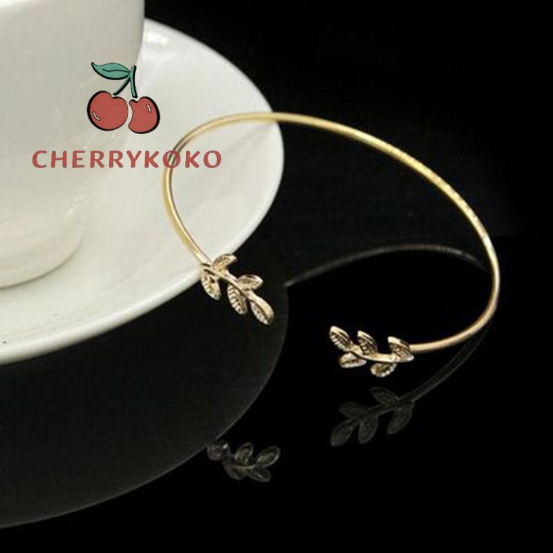 🍒🍒CHERRYKOKO Vòng tay hở hình chiếc lá thời trang Hàn Quốc cho nữ