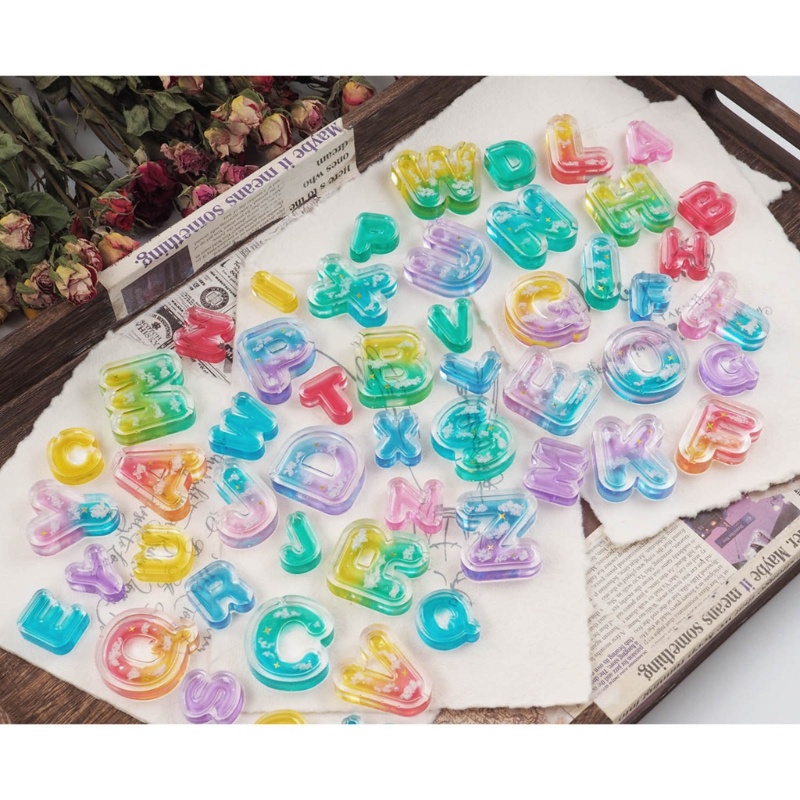 Khuôn Làm Móc Khóa / Mặt Dây Chuyền Bằng Resin Hình Chữ Cái DIY