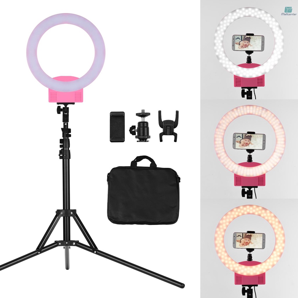 Professional 12 Inch LED Ring Light Ringlight 36W Stepless Dimmable Circle Lamp with Desk Bracket Portable Bag Phone Holder Small Ballhead Tripod Stand for Makeup Video Shooting Live Streaming Portrai