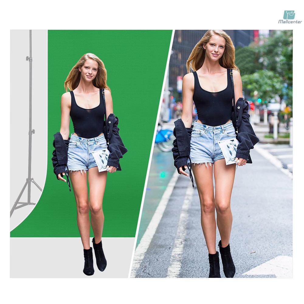 1.5 * 2.1m/ 5 * 7ft Profession Photography Background Screen Portrait Photography Backdrops Photo Studio Props Washable Durable Vinyl Material, Green Color