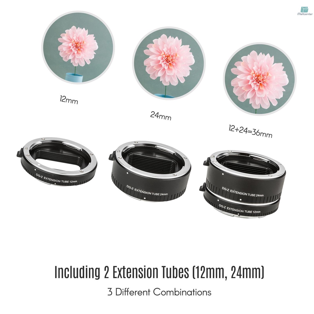 Automatic Macro Extension Tubes 12mm 24mm Full Frame Metal Adapter Ring Auto Focus Auto Exposure TTL Metering Compatible with  Z Mount Cameras Lens Accessories