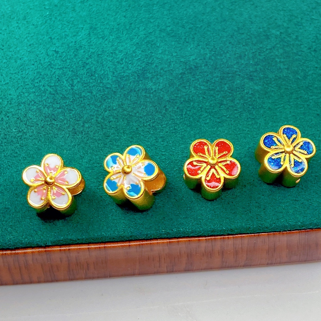 Hoàn Toàn Mới Hạt Xỏ Vòng Tay Vàng Cát Bện Lỗ Lớn Bảo Quản Trang Sức Vòng Tay Hạt Cườm Màu Vàng Đồng Truyền Thống Chất Lượng Cao Không Gây Dị Ứng diy