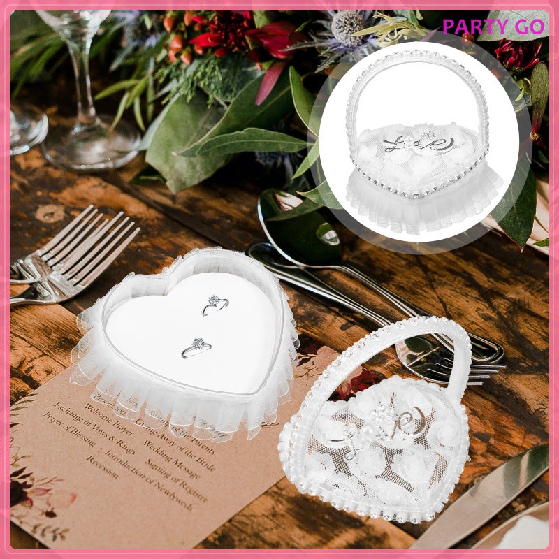 Giá Đỡ Vòng Hoa / Gối Đệm Phối Ren / Ngọc Trai Trang Trí Tiệc Cưới