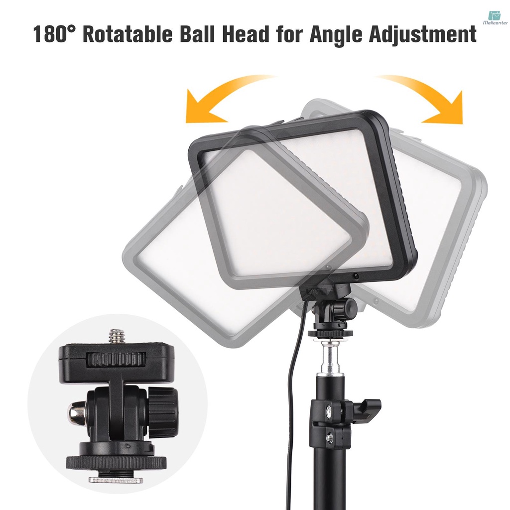 22W Video Light Kit Photography Fill Light with C-Clamp Stand 216PCS Lamp Beads Bi-Color Temperature 3200-5500K Dimmable Brightness Ball Head Remote Control for Gaming Video Recording Video Conference