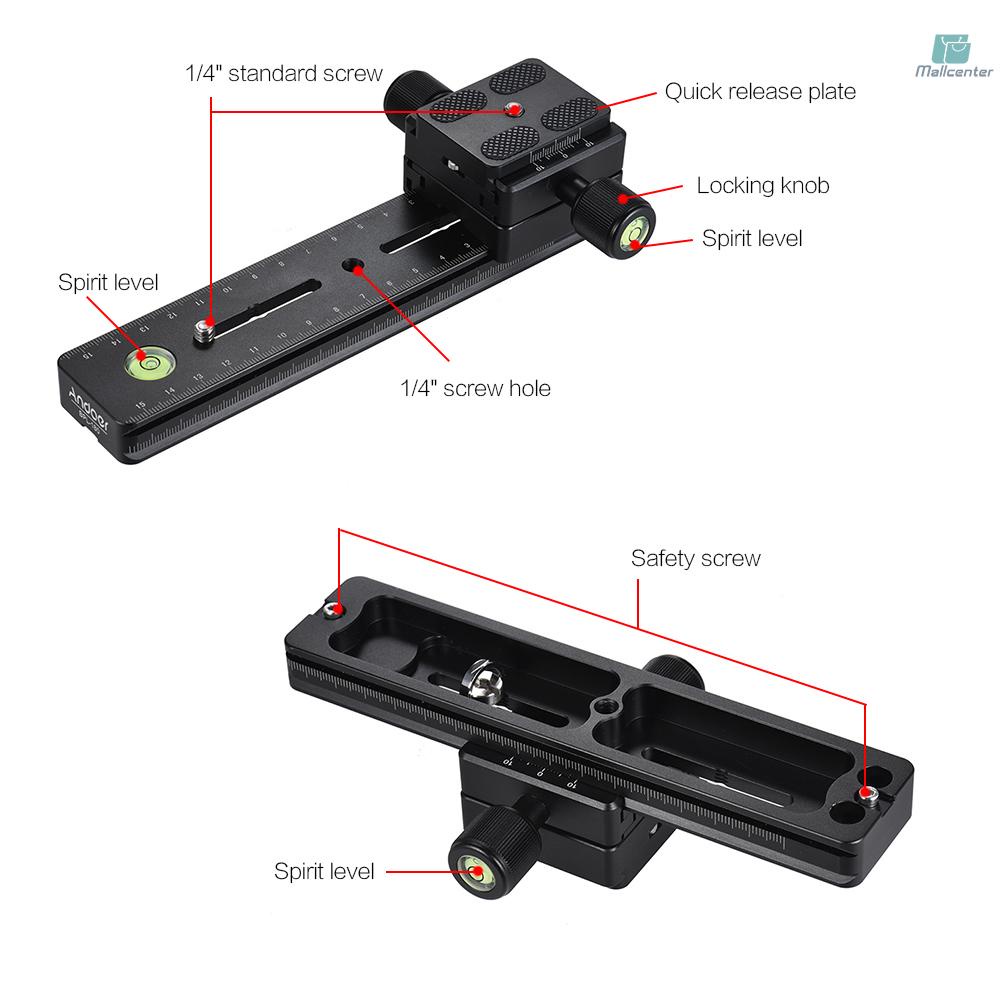 Andoer BPL-180 Aluminum Alloy Panoramic Camera Long Quick Release Plate + Double-layer Clamp Kit Knob-Type Design 1/4&quot; Screw Multifunctional Universal for Arca Swiss Standard All Quick Release Plate &amp;