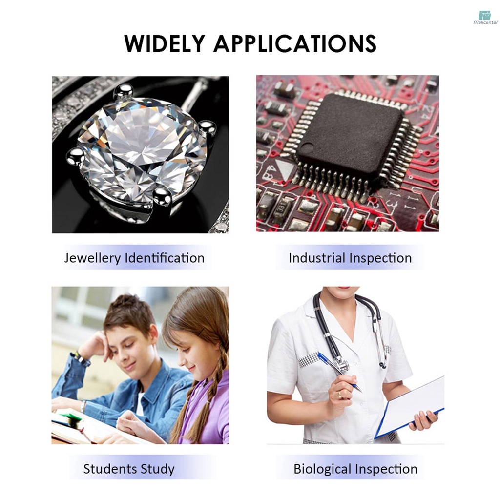 USB Digital Microscope 1600X Magnification Camera 8 LEDs with Stand Portable Handheld Inspection Magnifier