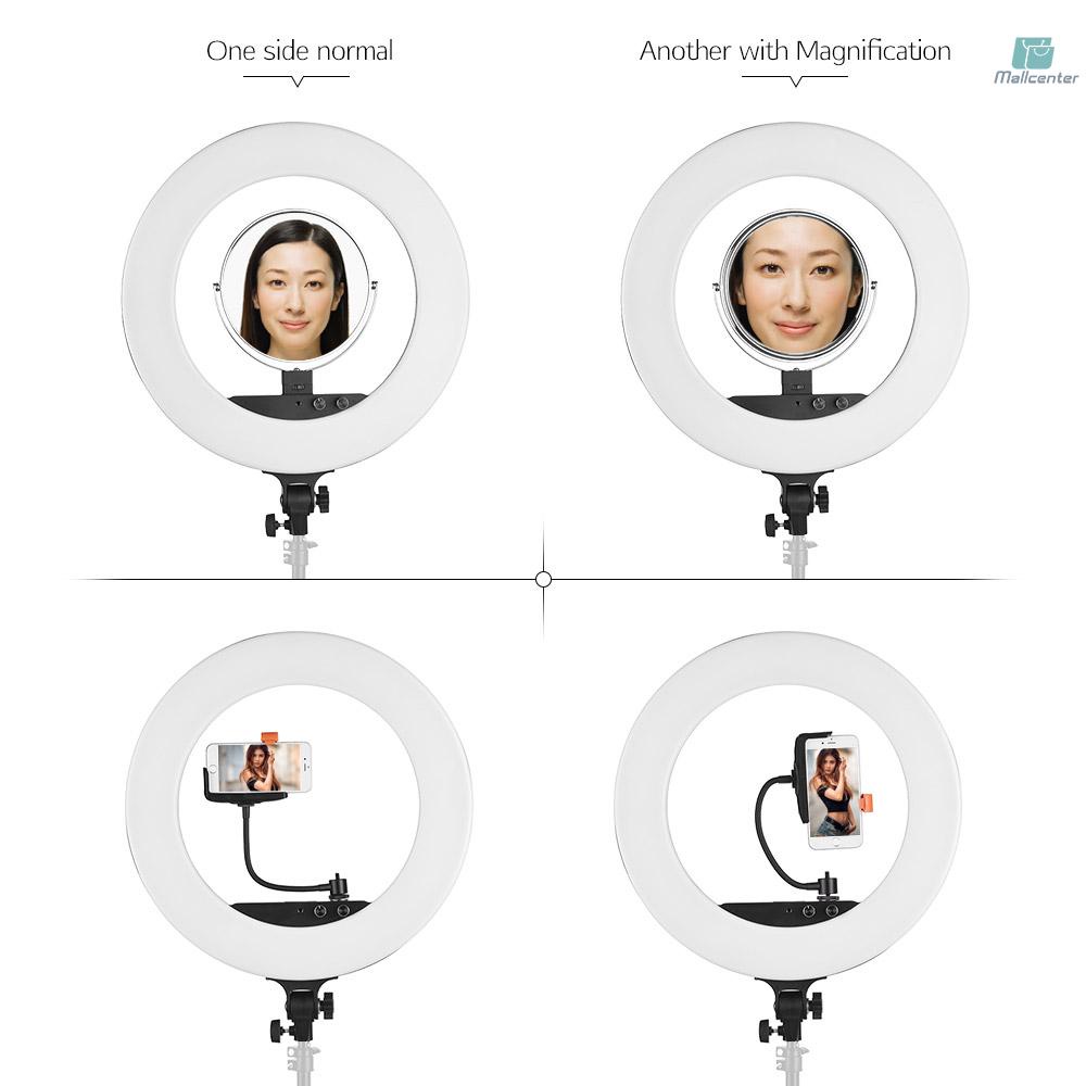 Andoer 18inch LED Video Ring Light Fill-in Lamp Studio Photography Lighting 80W Dimmable 3200K-5800K Bi-color with   Mirror Phone Holder Carrying Bag
