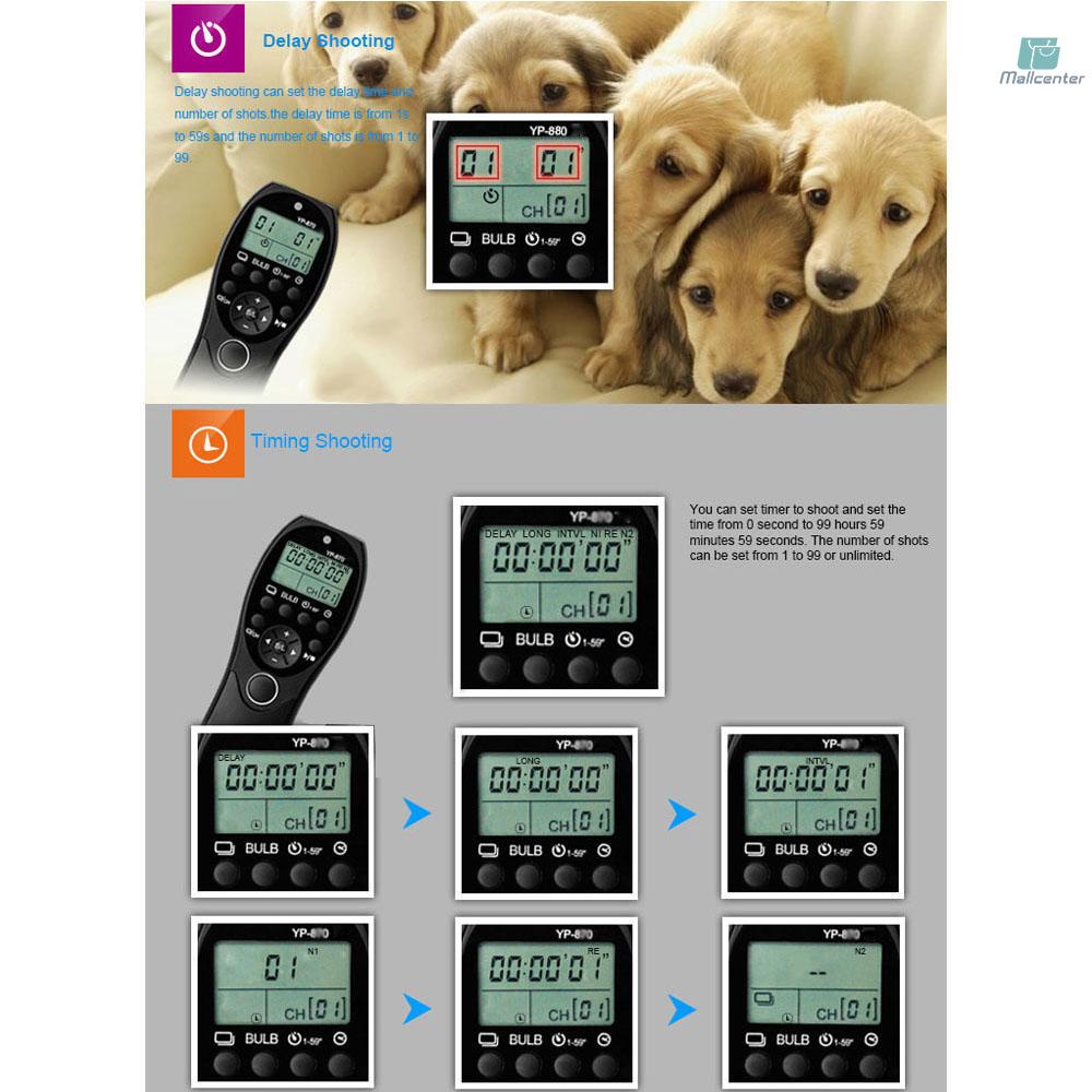 YouPro YP-880 S2 Camera Wired Shutter Release Timer Remote Control LCD Display for  A58 A7R A7 A7II A7RII A7SII A7S A6000 A5000 A5100 A3000 RX110II DSLR