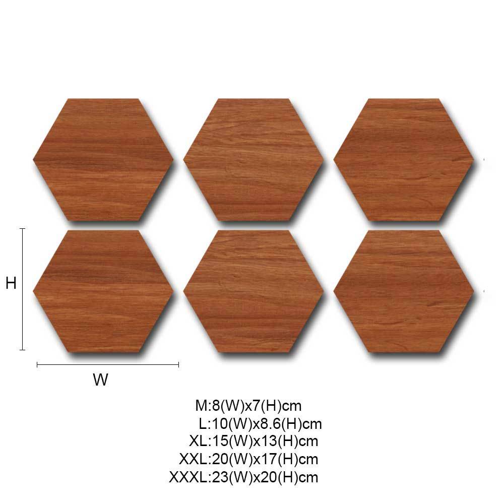 Miếng Dán Tường Trang Trí Phòng Khách / Ngủ Hình Lục Giác Bằng Gỗ 3D Dễ Thương