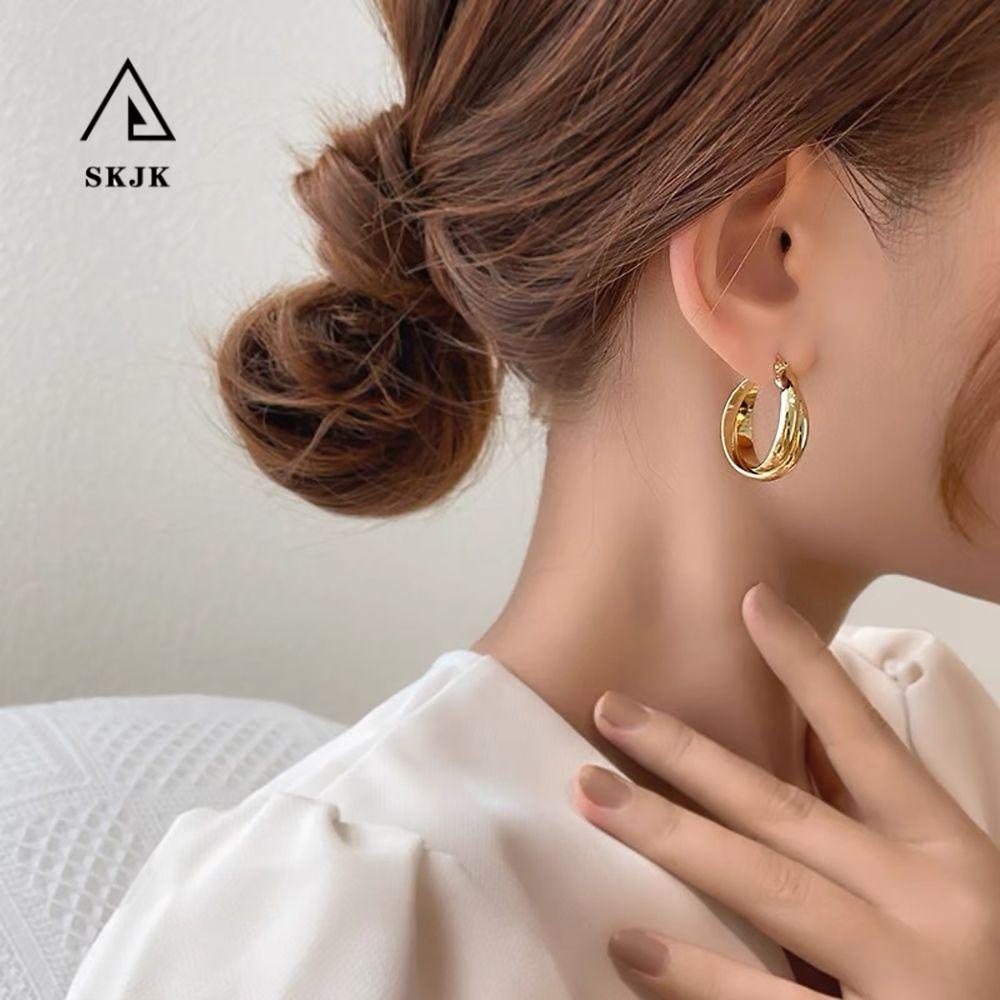 Bông Tai Hai Lớp Hình Thánh Giá Sang Trọng Phong Cách Hàn Quốc Dành Cho Nữ