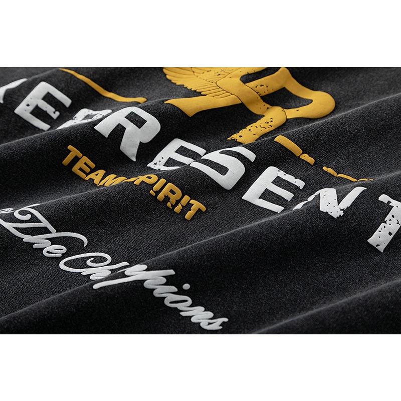 Rep-res-yent88- Áo Thun Tay Ngắn In Nổi Hình Cánh Thiên Thần Màu Đen Phong Cách Retro Thời Trang Mới Nhất