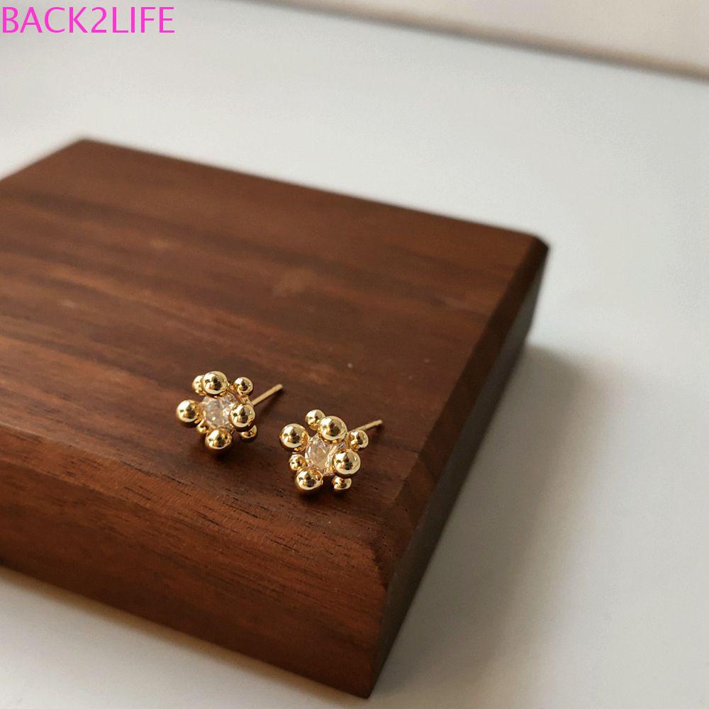 Bông Tai Hình Hoa / Quả Bóng Lấp Lánh Phong Cách Hàn Quốc Thời Trang Cho Nữ BACK2LIFE