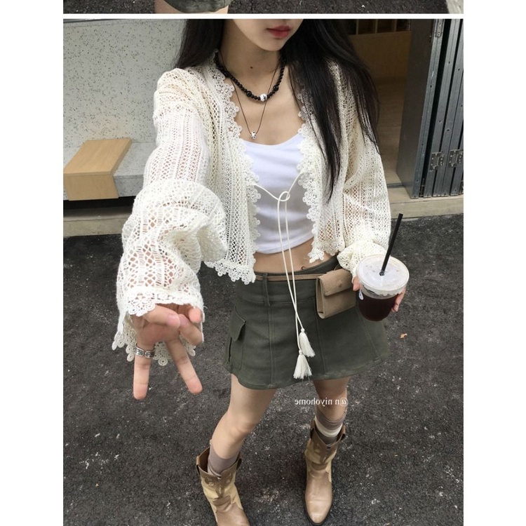 Áo Khoác Cardigan Dệt Kim Mỏng Chống Nắng Phong Cách Pháp Thời Trang Mùa Hè Cho Nữ