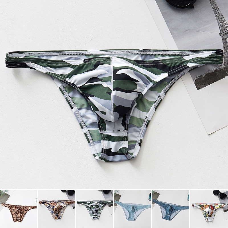 Quần Lót Lụa Lưng Thấp Thoáng Khí In Họa Tiết Cá Tính Cho Nam