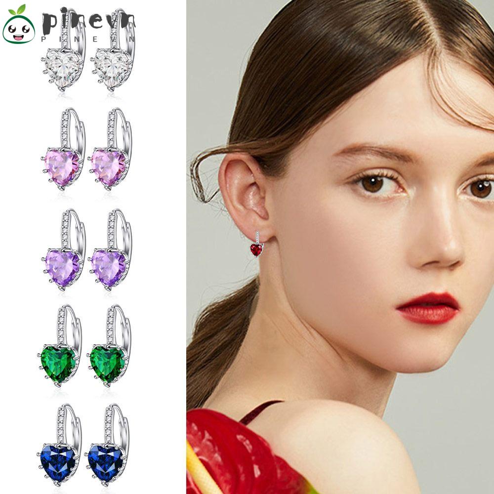 2 Đôi Bông Tai Hình Trái Tim Nhiều Màu Thời Trang Hàn Quốc