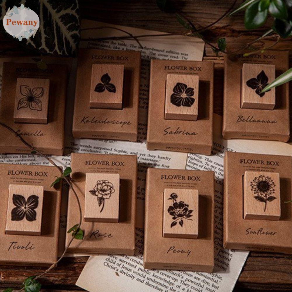 Con Dấu Gỗ In Hình Cây Cỏ Tự Nhiên Trang Trí Sổ Tay / Nhật Ký DIY