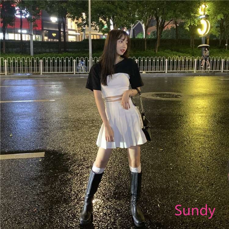 Set Áo Hai Dây + Áo Thun Tay Ngắn Thời Trang Mùa Hè Quyến Rũ Cho Nữ