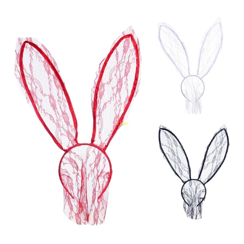 Băng Đô Tai Thỏ Phối Ren Có Mạng Che Mặt Quyến Rũ Dành Cho Nữ