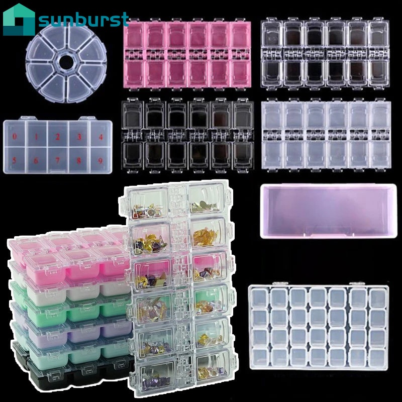 Hộp Đựng Hạt Đá / Đồ Trang Sức Bằng Nhựa Trong Suốt Nắp Lật Có Thể Điều Chỉnh Nhiều Kích Cỡ