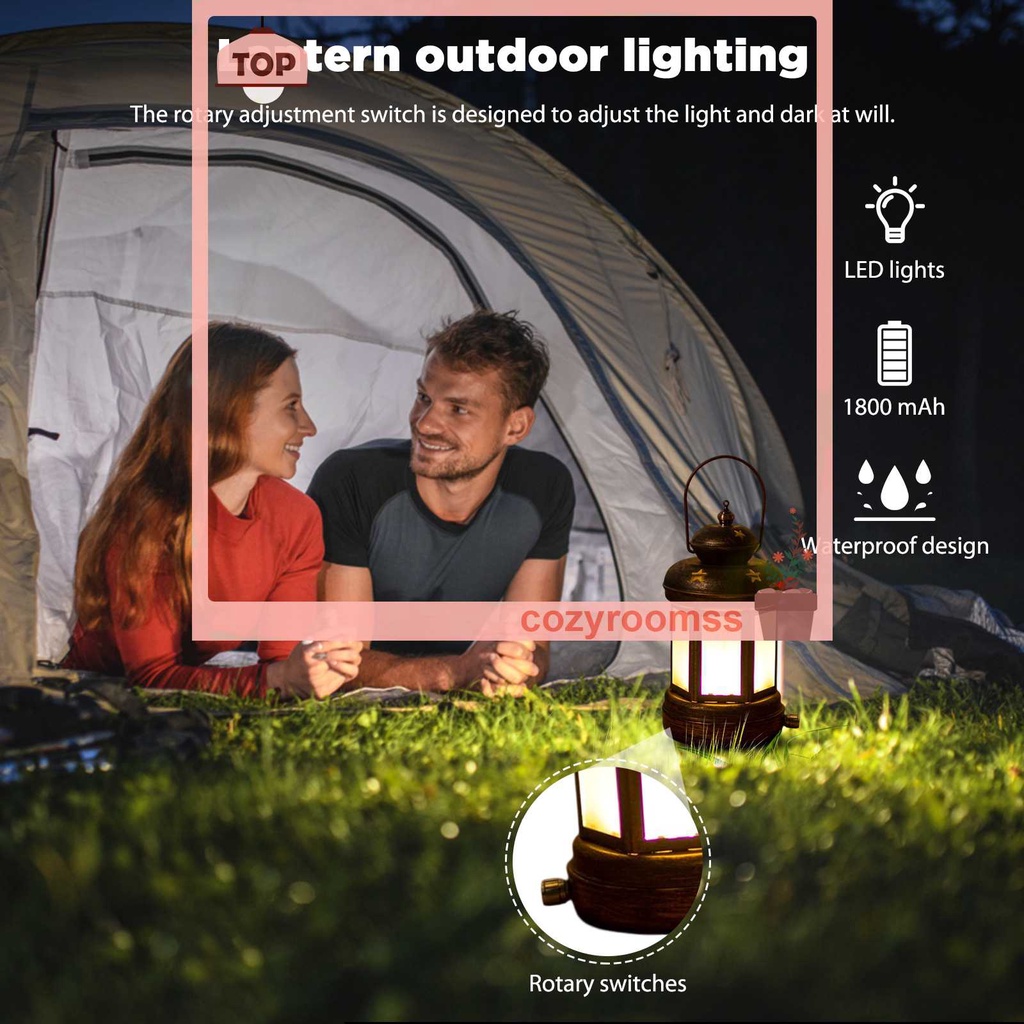 Đèn Cắm Trại 2 Chế Độ 1800mAh Phong Cách Vintage