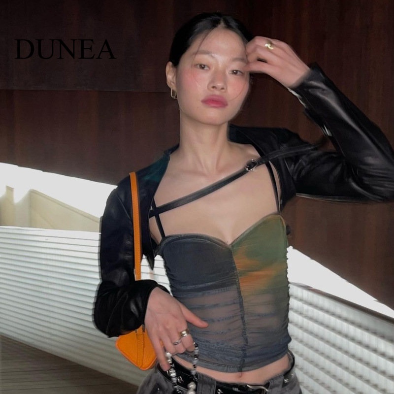 DUNEA Áo Yếm Hở Vai In Họa Tiết Thời Trang Quyến Rũ Cho Nữ