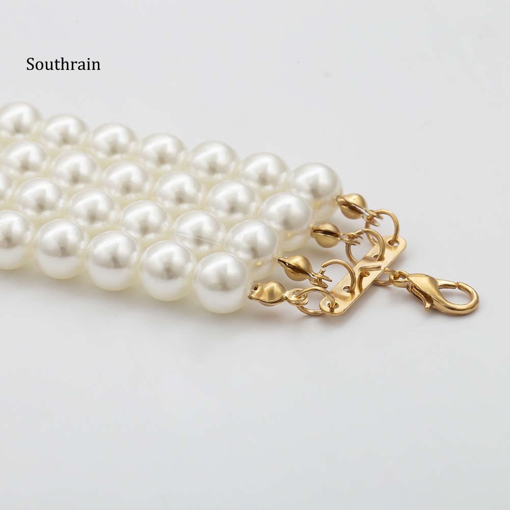 Vòng Cổ Choker Nhiều Lớp Đính Hạt Ngọc Trai Nhân Tạo Thanh Lịch Cho Nữ