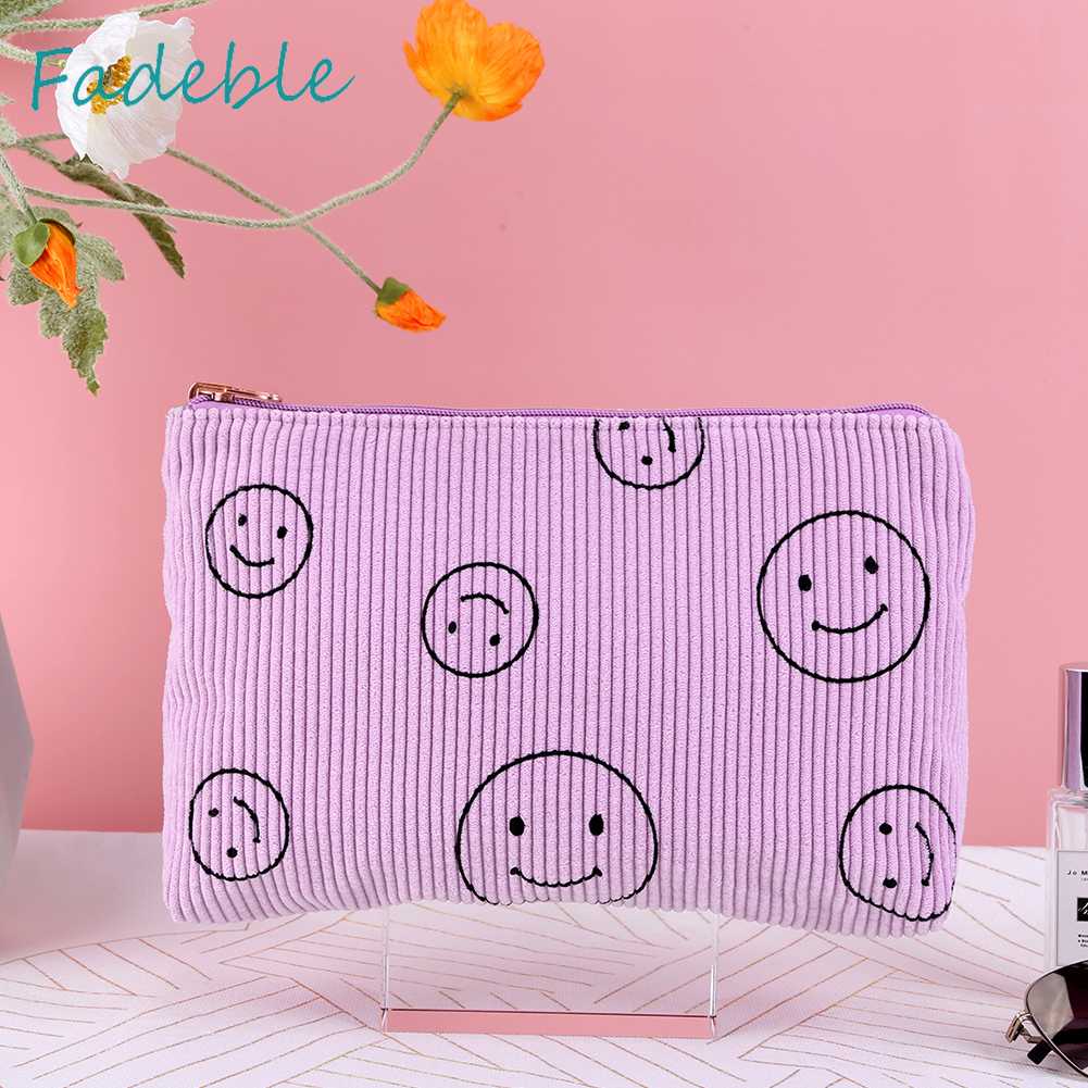 Túi Đựng Đồ Trang Điểm Hai Mặt Họa Tiết Cảm Xúc Dành Cho Nữ