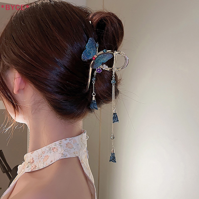 Kẹp Tóc Kim Loại Hình Bướm Đính Kim Cương Pha Lê Phong Cách Hàn Quốc Mới